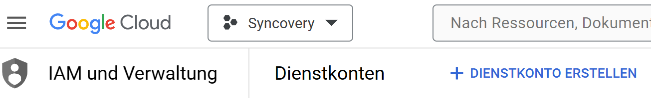 Ein Screenshot, der zeigt, wie man in der Google Cloud ein Dienstkonto hinzufügt