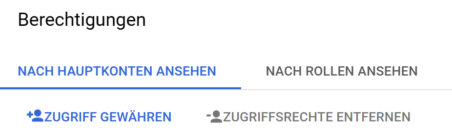 Ein Screenshot, der zeigt, wie in Google Cloud Storage Berechtigungen zugewiesen werden