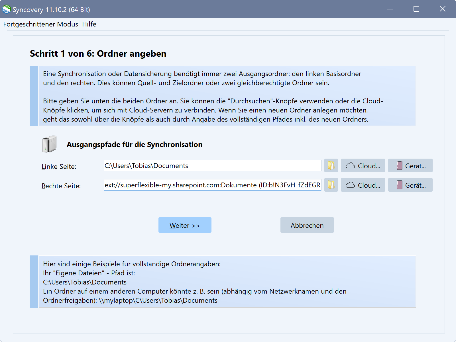 Sharepoint synchronisieren im Assistentenmodus